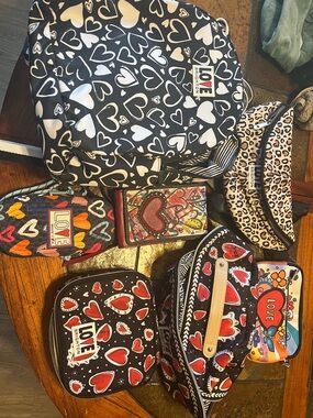 Brighton Black & White Heart Print Backpack with Matching Heart Pouches